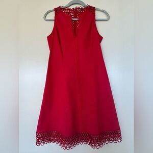 Elie Tahari Red Midi Dress with crochet elegant details